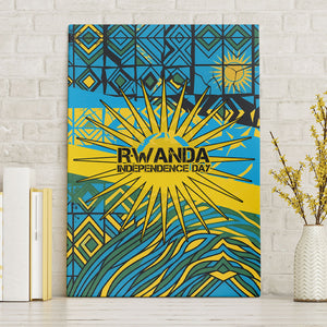 Rwanda Independence Day Canvas Wall Art Tribal Geometric Pattern - National Coat Of Arms And Sunburst