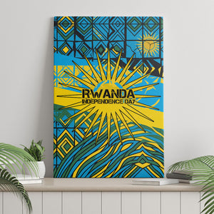 Rwanda Independence Day Canvas Wall Art Tribal Geometric Pattern - National Coat Of Arms And Sunburst
