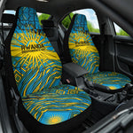Rwanda Independence Day Car Seat Cover Tribal Geometric Pattern - National Coat Of Arms And Sunburst