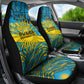Rwanda Independence Day Car Seat Cover Tribal Geometric Pattern - National Coat Of Arms And Sunburst