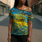 Rwanda Independence Day Cross Shoulder Shirt Tribal Geometric Pattern - National Coat Of Arms And Sunburst