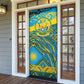 Rwanda Independence Day Door Cover Tribal Geometric Pattern - National Coat Of Arms And Sunburst