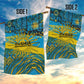 Rwanda Independence Day Garden Flag Tribal Geometric Pattern - National Coat Of Arms And Sunburst