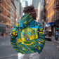 Rwanda Independence Day Hoodie Tribal Geometric Pattern - National Coat Of Arms And Sunburst