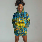 Rwanda Independence Day Hoodie Dress Tribal Geometric Pattern - National Coat Of Arms And Sunburst