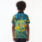 Rwanda Independence Day Kid Polo Shirt Tribal Geometric Pattern - National Coat Of Arms And Sunburst