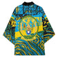 Rwanda Independence Day Kimono Tribal Geometric Pattern - National Coat Of Arms And Sunburst