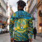 Rwanda Independence Day Long Sleeve Button Shirt Tribal Geometric Pattern - National Coat Of Arms And Sunburst