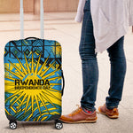 Rwanda Independence Day Luggage Cover Tribal Geometric Pattern - National Coat Of Arms And Sunburst