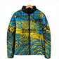 Rwanda Independence Day Padded Jacket Tribal Geometric Pattern - National Coat Of Arms And Sunburst