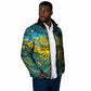 Rwanda Independence Day Padded Jacket Tribal Geometric Pattern - National Coat Of Arms And Sunburst