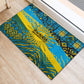 Rwanda Independence Day Rubber Doormat Tribal Geometric Pattern - National Coat Of Arms And Sunburst
