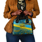 Rwanda Independence Day Shoulder Handbag Tribal Geometric Pattern - National Coat Of Arms And Sunburst