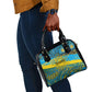 Rwanda Independence Day Shoulder Handbag Tribal Geometric Pattern - National Coat Of Arms And Sunburst