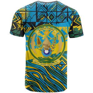 Rwanda Independence Day T shirt Tribal Geometric Pattern - National Coat Of Arms And Sunburst