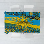 Rwanda Independence Day Tablecloth Tribal Geometric Pattern - National Coat Of Arms And Sunburst