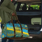 Rwanda Independence Day Travel Bag Tribal Geometric Pattern - National Coat Of Arms And Sunburst