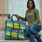 Rwanda Independence Day Travel Bag Tribal Geometric Pattern - National Coat Of Arms And Sunburst