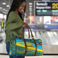 Rwanda Independence Day Travel Bag Tribal Geometric Pattern - National Coat Of Arms And Sunburst