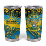 Rwanda Independence Day Tumbler Cup Tribal Geometric Pattern - National Coat Of Arms And Sunburst