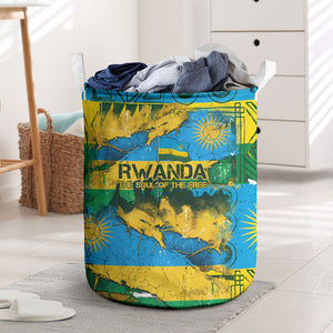 Rwanda Independence Day Laundry Basket Distressed Grunge Flag Design - Broken Chains And 1962 Graphic