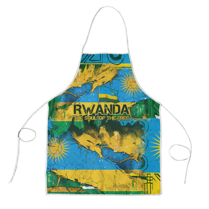 Rwanda Independence Day Apron Distressed Grunge Flag Design - Broken Chains And 1962 Graphic