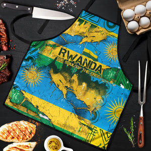 Rwanda Independence Day Apron Distressed Grunge Flag Design - Broken Chains And 1962 Graphic
