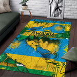 Rwanda Independence Day Area Rug Distressed Grunge Flag Design - Broken Chains And 1962 Graphic
