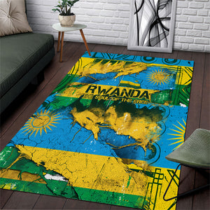 Rwanda Independence Day Area Rug Distressed Grunge Flag Design - Broken Chains And 1962 Graphic