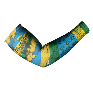 Rwanda Independence Day Arm Sleeves Distressed Grunge Flag Design - Broken Chains And 1962 Graphic