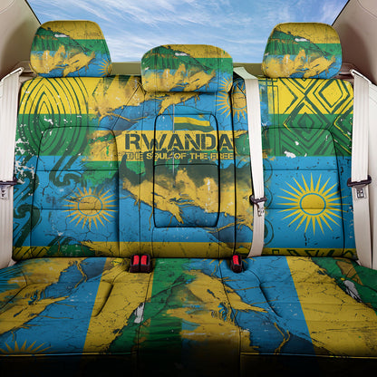 Rwanda Independence Day Back Car Seat Cover Distressed Grunge Flag Design - Broken Chains And 1962 Graphic