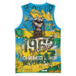 Rwanda Independence Day Basketball Jersey Distressed Grunge Flag Design - Broken Chains And 1962 Graphic