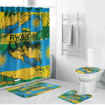 Rwanda Independence Day Bathroom Set Distressed Grunge Flag Design - Broken Chains And 1962 Graphic