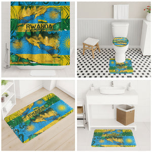 Rwanda Independence Day Bathroom Set Distressed Grunge Flag Design - Broken Chains And 1962 Graphic