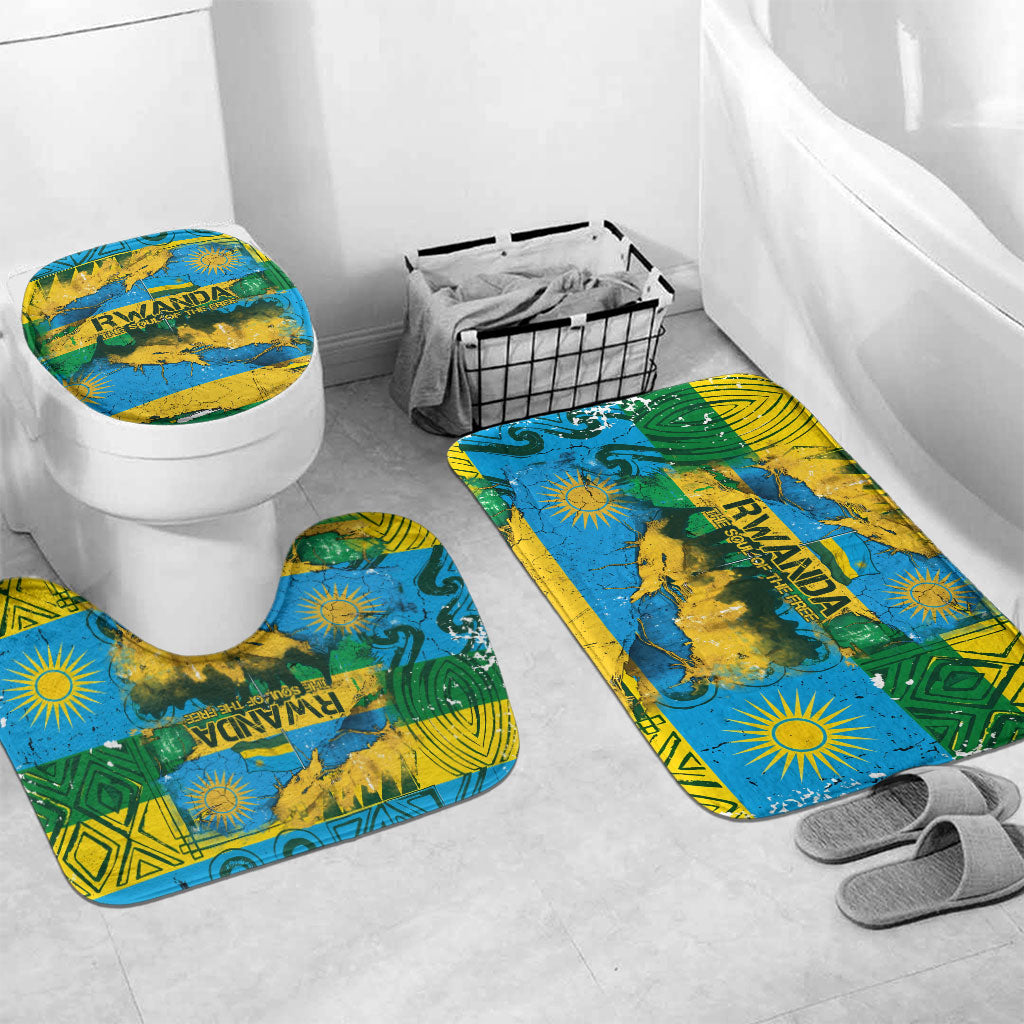 Rwanda Independence Day Bathroom Set Distressed Grunge Flag Design - Broken Chains And 1962 Graphic