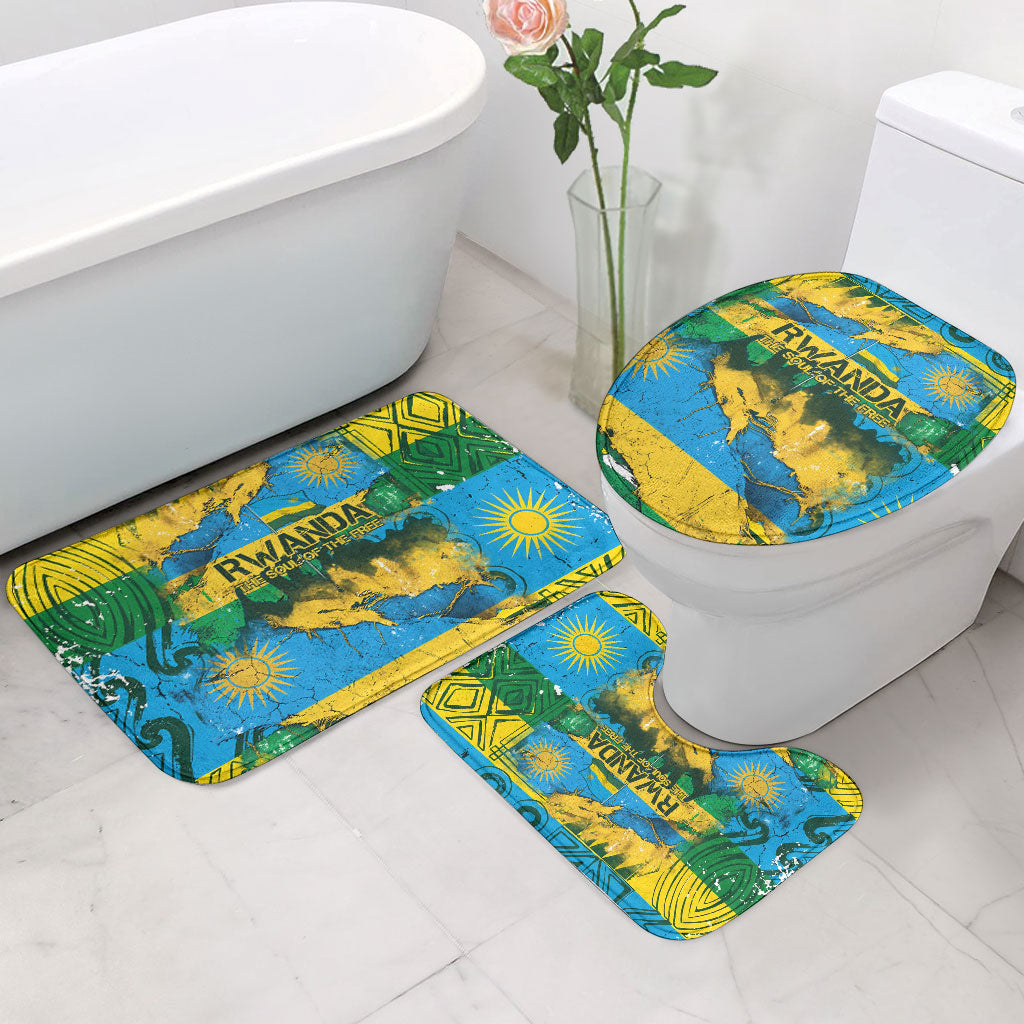 Rwanda Independence Day Bathroom Set Distressed Grunge Flag Design - Broken Chains And 1962 Graphic
