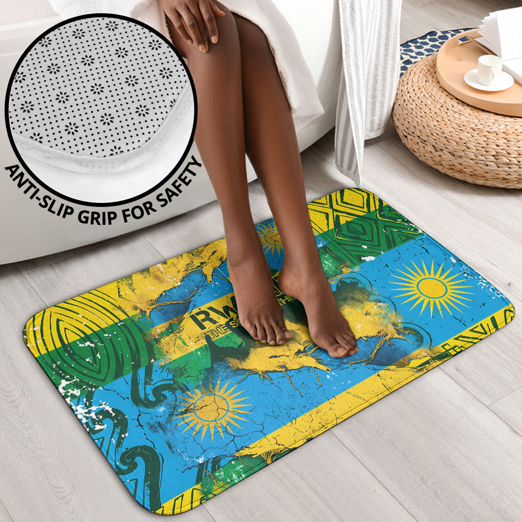 Rwanda Independence Day Bathroom Set Distressed Grunge Flag Design - Broken Chains And 1962 Graphic