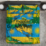 Rwanda Independence Day Bedding Set Distressed Grunge Flag Design - Broken Chains And 1962 Graphic