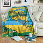 Rwanda Independence Day Blanket Distressed Grunge Flag Design - Broken Chains And 1962 Graphic