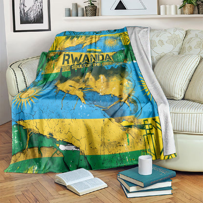 Rwanda Independence Day Blanket Distressed Grunge Flag Design - Broken Chains And 1962 Graphic