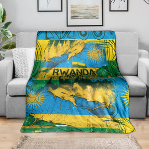 Rwanda Independence Day Blanket Distressed Grunge Flag Design - Broken Chains And 1962 Graphic