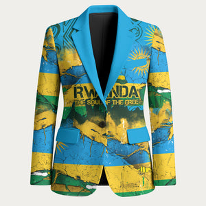 Rwanda Independence Day Blazer Distressed Grunge Flag Design - Broken Chains And 1962 Graphic