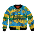 Rwanda Independence Day Bomber Jacket Distressed Grunge Flag Design - Broken Chains And 1962 Graphic