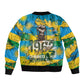Rwanda Independence Day Bomber Jacket Distressed Grunge Flag Design - Broken Chains And 1962 Graphic