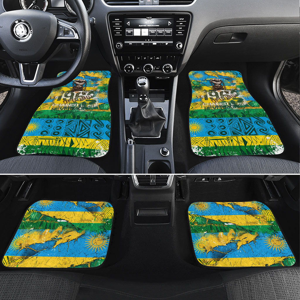 Rwanda Independence Day Car Mats Distressed Grunge Flag Design - Broken Chains And 1962 Graphic