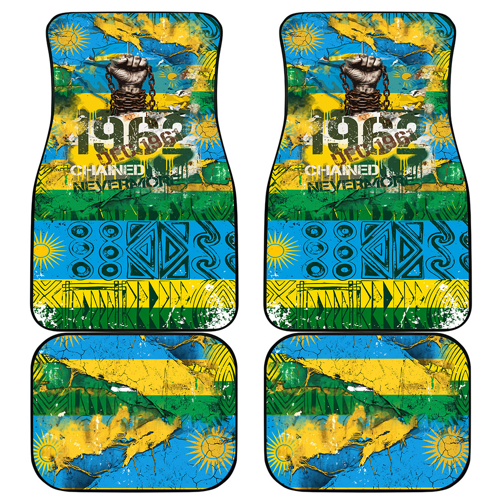 Rwanda Independence Day Car Mats Distressed Grunge Flag Design - Broken Chains And 1962 Graphic