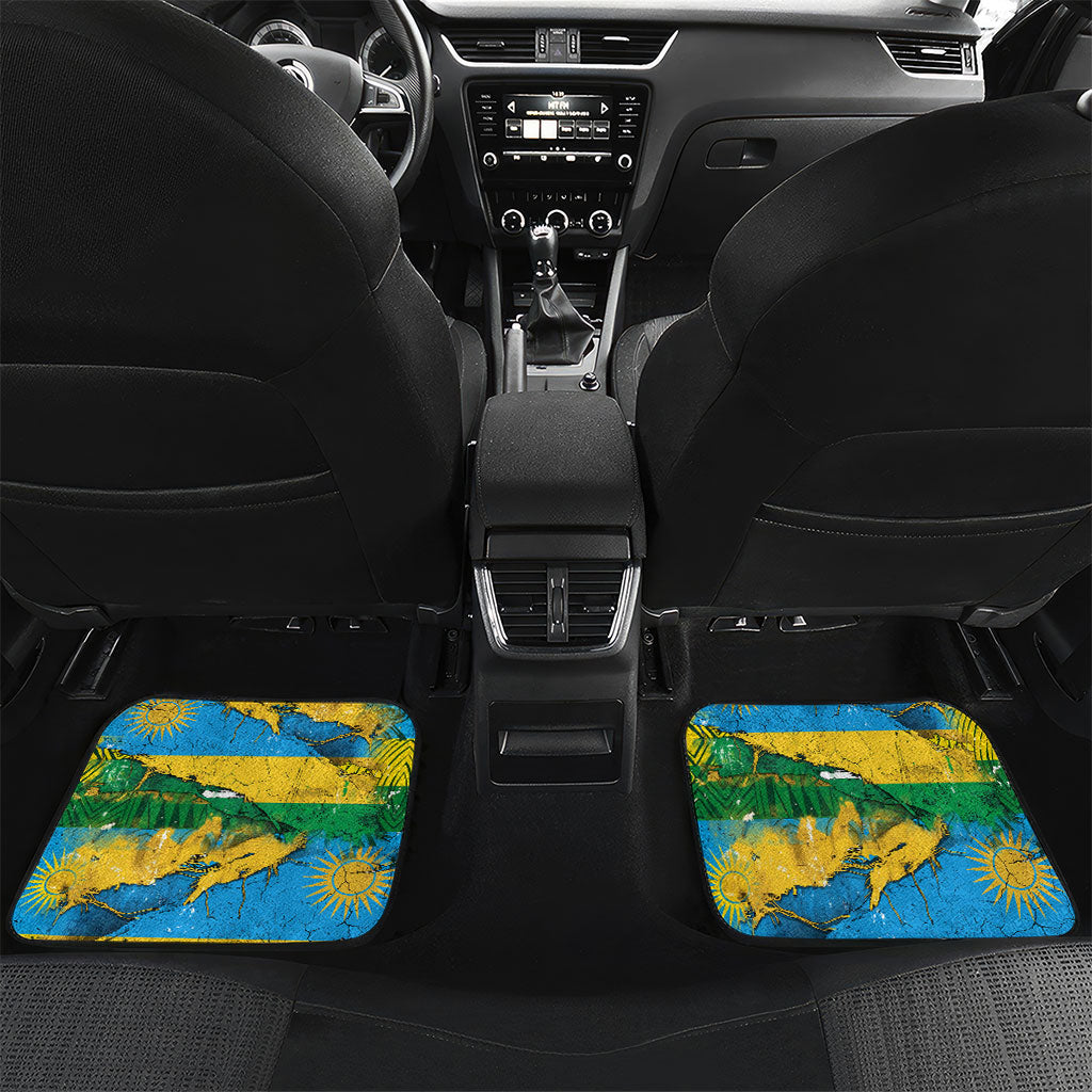 Rwanda Independence Day Car Mats Distressed Grunge Flag Design - Broken Chains And 1962 Graphic