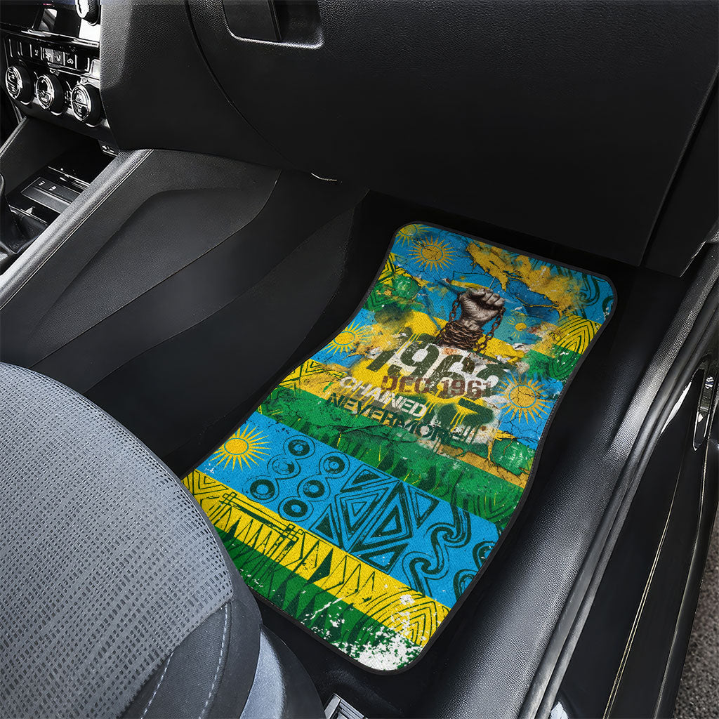 Rwanda Independence Day Car Mats Distressed Grunge Flag Design - Broken Chains And 1962 Graphic