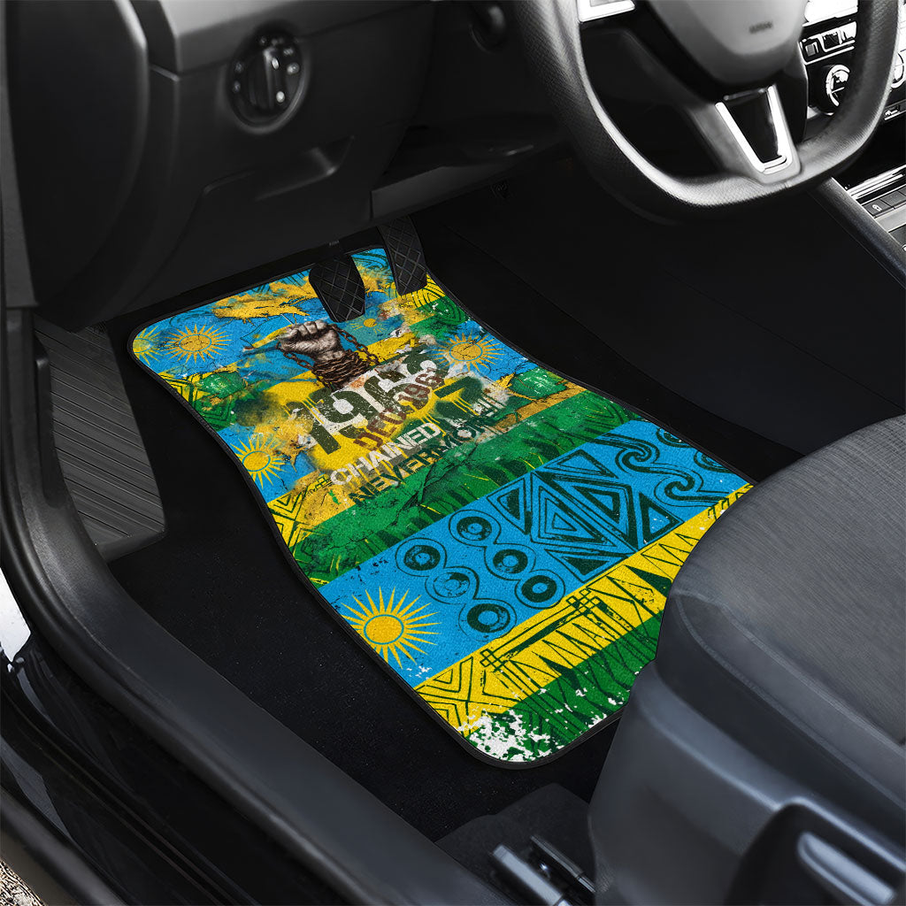 Rwanda Independence Day Car Mats Distressed Grunge Flag Design - Broken Chains And 1962 Graphic