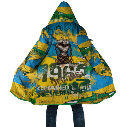 Rwanda Independence Day Cloak Distressed Grunge Flag Design - Broken Chains And 1962 Graphic